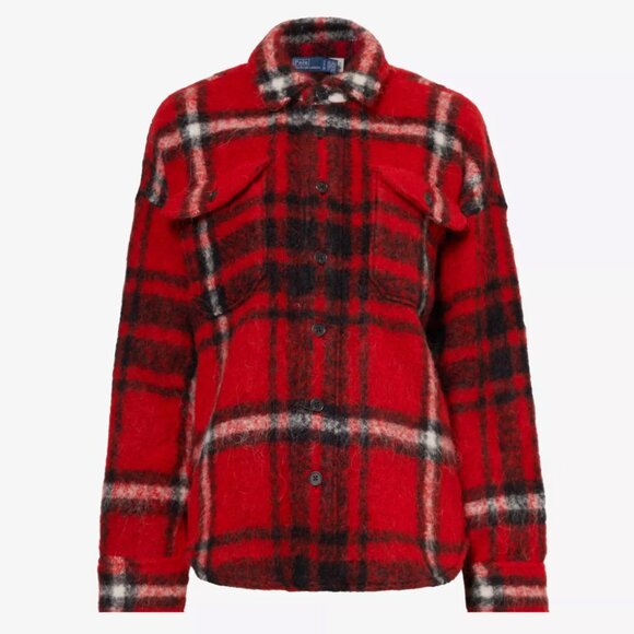 POLO RALPH LAUREN Olivia checked wool-blend overshirt (size Large) - Picture 1 of 4